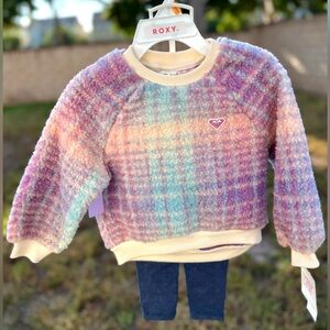 🌈❄️ Brand New Roxy Baby 12 Month Set ❄️🌈 
Roxy Pastel Plaid Kids Sweater